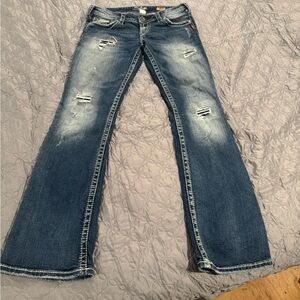 Silver Jeans Blue Boot Cut Distressed Denim